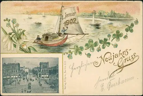 Kreuzberg-Berlin Hallesches Tor Glückwunsch - Neujahr/Sylvester 1902