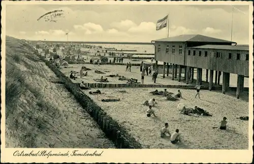 Postcard Stolpmünde Ustka Strand, Holzhaus 1934