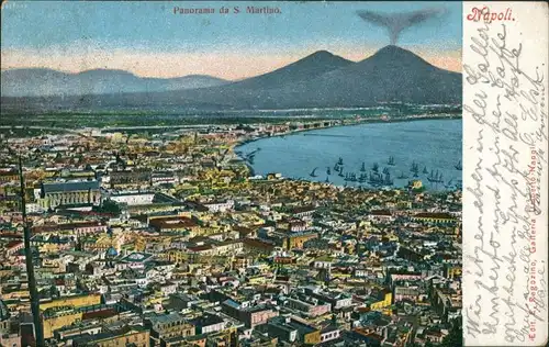 Neapel Napoli Neapel Vesuv Vesuvio Vesuvius Panorama Stadt Blick 1905   AK gelaufen nach Augsburg (mit Ankunftsstempel)