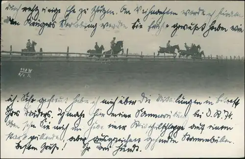 Ansichtskarte  Soldaten beim Springreiten 1911