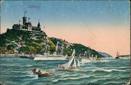Ansichtskarte Blankenese-Hamburg Süllberg, Segelboote - Yachten 1923