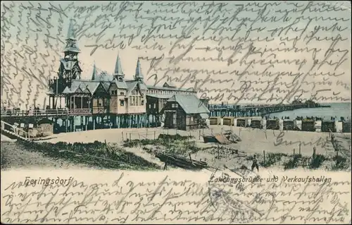 Heringsdorf Usedom Badestrand, Landungsbrücken und Verkaufshallen 1908