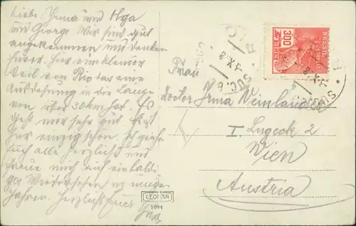 Postcard Rio de Janeiro Luftbild Alto do Corcovado 1929