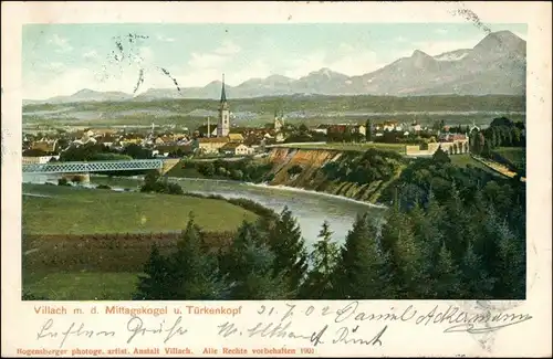 Ansichtskarte Villach Partie an der Stadt - Brücke 1901