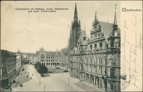 Ansichtskarte Wiesbaden Schloßplatz, Töchterschule 1904