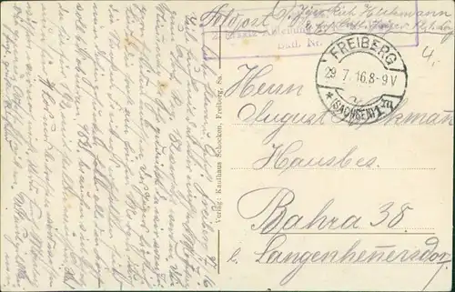Ansichtskarte Freiberg (Sachsen) Partie am Mühlgraben 1916