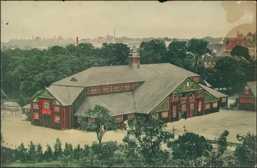 Ansichtskarte Freiberg (Sachsen) Festplatz, Festhalle - Stadt 1914