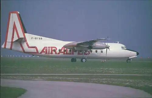 Ansichtskarte  Flugzeuge F 27 Friendship - Fokkers Turboprop (F-BYAB) 1985