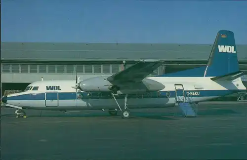 Ansichtskarte  Flugzeug F 27 Friendship - Fokkers Turboprop (D-BAKU) WDL 1985
