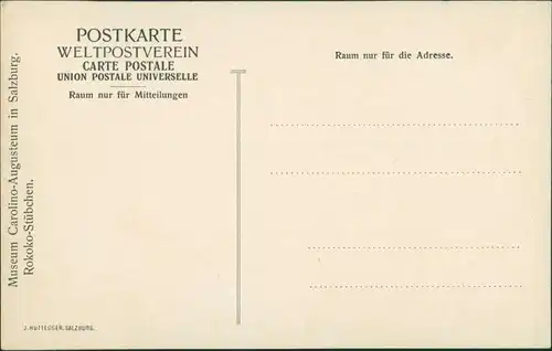 Ansichtskarte Salzburg Museum Carolino Augusteum - Rokoko Stübchen 1912