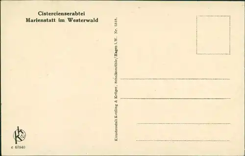 Ansichtskarte Hachenburg Cistercienserabtei - Mönchszelle 1927