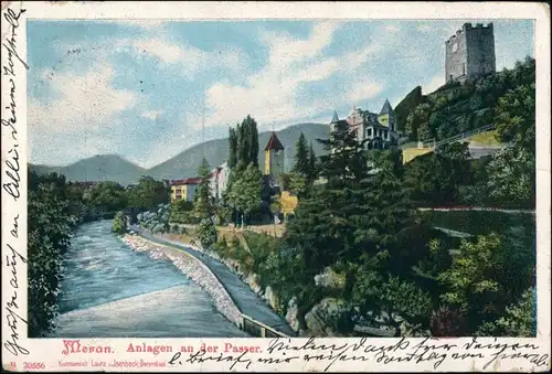 Cartoline Meran Merano Anlagen an der Passer 1904