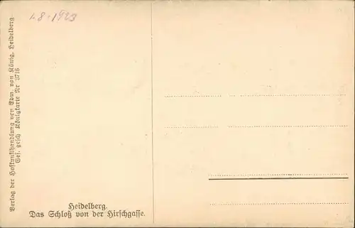 Heidelberg Heidelberger Schloss Blick vom Neckar aus, Königkarte 1923