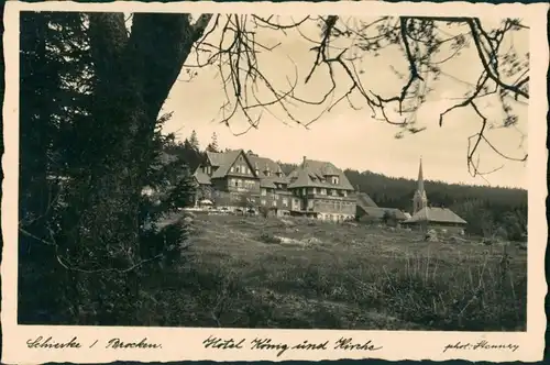 Ansichtskarte Schierke Panorama-Ansicht mit Hotel König und Kirche 1940