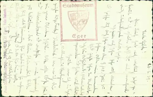 Postcard Eger Cheb Rüstsaal - Museum 1930