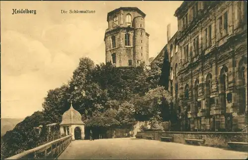 Heidelberg Heidelberger Schloss Schlossaltane Terrasse, Castle Postcard 1910