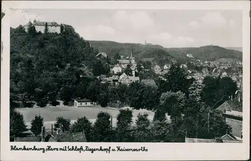 Blankenburg (Harz) Panorama-Ansicht mit Schloss, Ziegenkopf u. Kaiserwarthe 1943