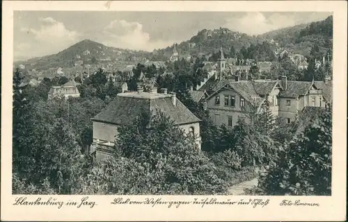 Blankenburg (Harz) Panorama-Ansicht Blick auf Villen, Wohnhäuser  Schloss 1930