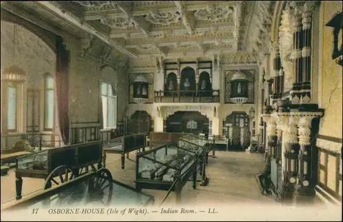 Postcard Cowes (Isle of Wright) Osborne House Indian Room 1912
