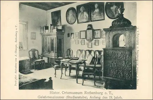 Ansichtskarte Rothenburg ob der Tauber Museum - Gelehrtenzimmer 1911