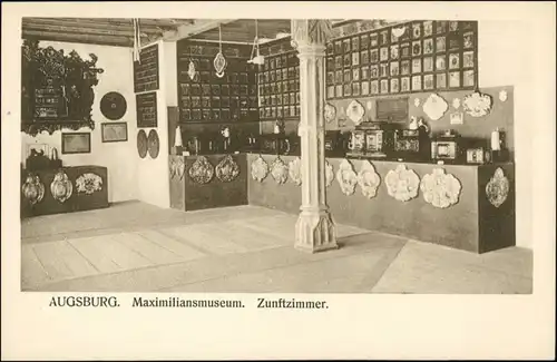 Ansichtskarte Augsburg Maximiliansmuseum Zunftzimmer 1920