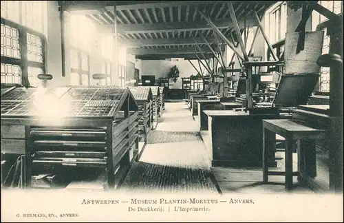 Postkaart Antwerpen Anvers Museum Plantin Moretus Druckerei 1912