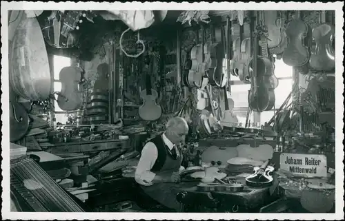Ansichtskarte Mittenwald Geigenbau Johann Reiter 1934
