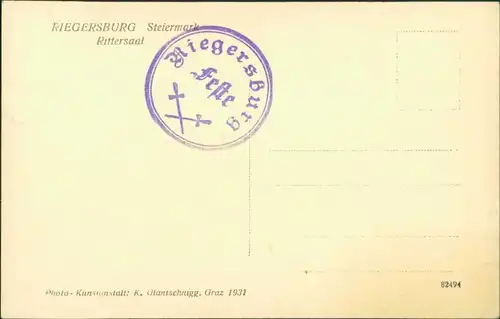 Ansichtskarte Riegersburg (Steiermark) Veste Riegersburg - Rittersaal 1931