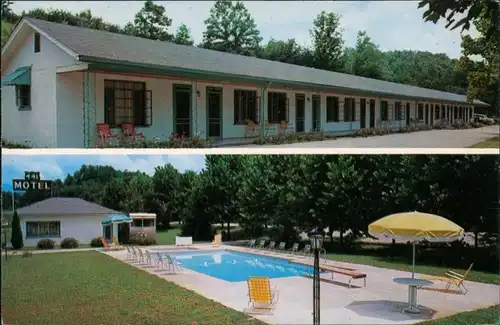 Cherokee 441 Motel Picnic and Playground Area, Pool, US Postcard 1970