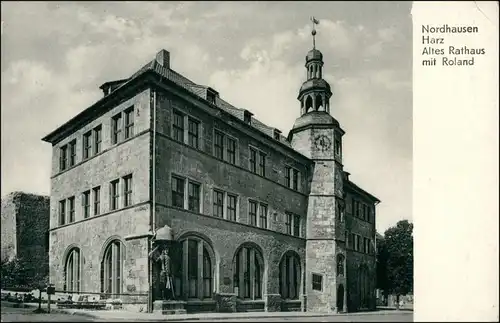 Ansichtskarte Nordhausen Rathaus, Roland 1965