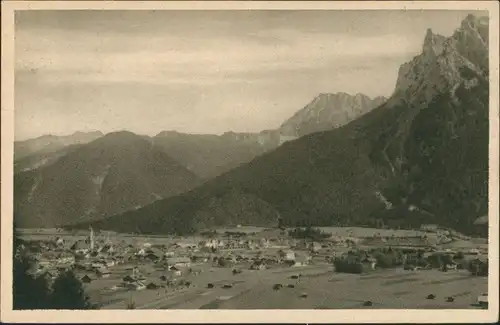 Mittenwald Umlandansicht Blick v.d. Drachenburg gegen Karwendelgebirge 1920