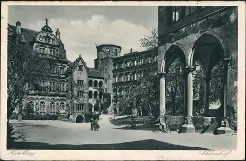 Ansichtskarte Heidelberg Heidelberger Schloss Schlosshof, Castle Court 1932