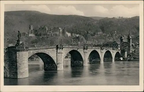 Ansichtskarte Heidelberg Karl-Theodor-Brücke Fluss Neckar, River Bridge 1928