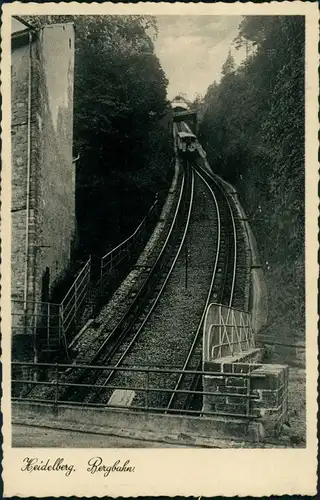 Ansichtskarte Heidelberg Bergbahn Schienenverlauf Bergansicht 1940