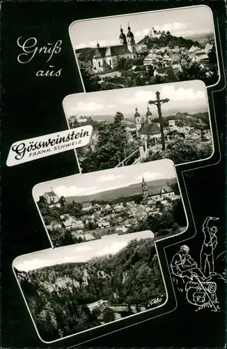 Gößweinstein Gruss-Mehrbild-AK Umland-Ansichten 4 Echtfoto-Ansichten 1961