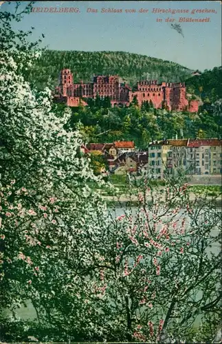 Heidelberg Heidelberger Schloss v.d. Hirschgasse i.d. Blütenzeit 1930