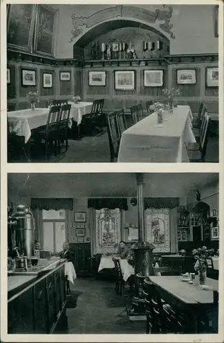 Heidelberg 2-Bild-AK Gasthaus Zum Weißen Bock, Innenansichten, Gaststube 1940