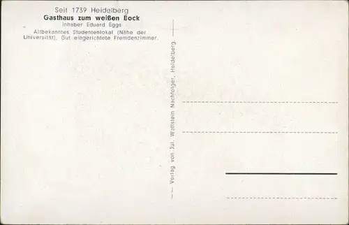 Heidelberg 2-Bild-AK Gasthaus Zum Weißen Bock, Innenansichten, Gaststube 1940