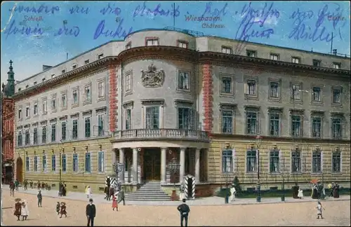 Ansichtskarte Wiesbaden Stadtschloss - Eingang Wachen 1925