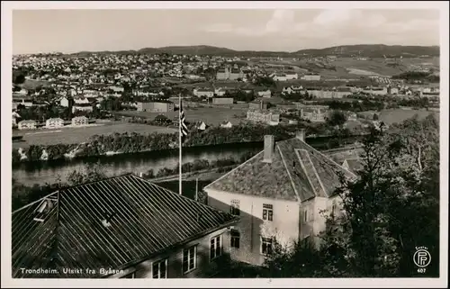 Postcard Trondheim Trondheim Stadtpartie 1932