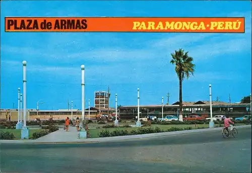 Postcard Paramonga Plaza de Armas PARAMONGA PERU 1970