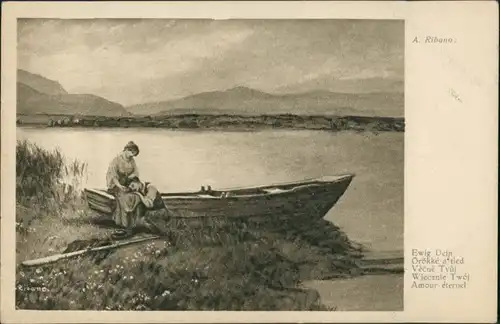 Künstlerkarte "Ewig Dein" Künstler A. Ribano, Art Postcard 1920