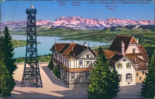 Ansichtskarte Zürich Uetliberg - Restaurant Uto Kulm 1929