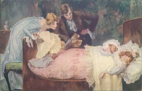 Künstlerkarte Gemälde Kunstwerk Goodmann: "Glückliches Heim" 1910