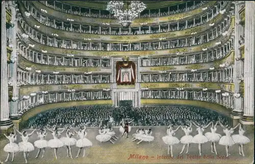 Cartoline Mailand Milano Teatro alla Scala, Innenansicht Theater 1910