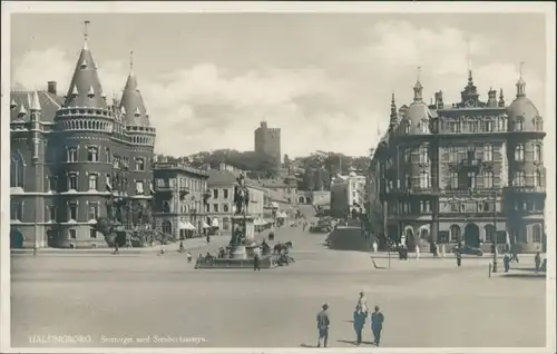 Helsingborg Hälsingborg Stortorger med Stenbocksstatyn Personen 1927