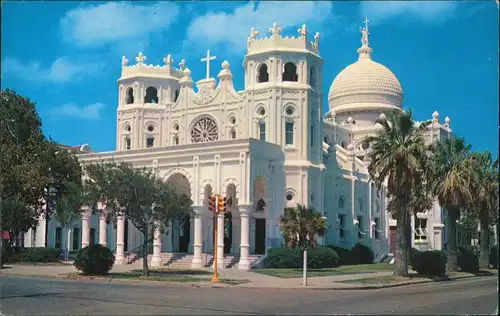 Galveston (Texas) SACRED HEART CHURCH/Strassen Partie mit Kirche, Kreuzung 1980