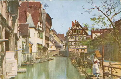 Ansichtskarte Ulm a. d. Donau Partie an der Blau 1928