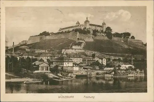 Ansichtskarte Würzburg Festung Marienberg, Anlegestelle 1918