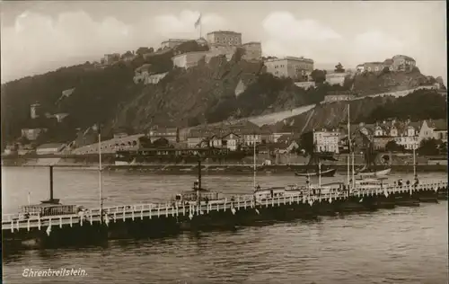 Ehrenbreitstein-Koblenz Schiffsbrücke Rhein   Ehrenbreitstein am Rhein 1930